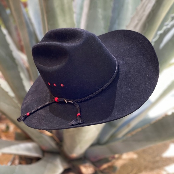 *RARE* Vintage Stetson 4X Beaver Cowboy Hat Black - Picture 6 of 6